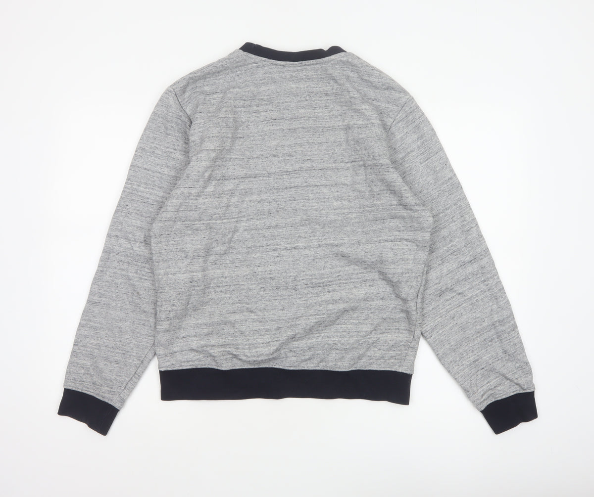 Sergio Tacchini Men's Grey M Logo Graphic Fleece Pullover Sweatshirt