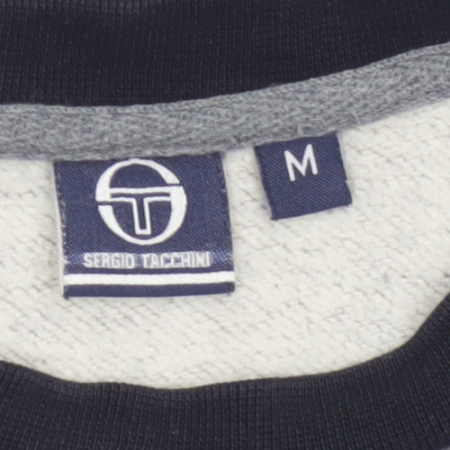 Sergio Tacchini Men's Grey M Logo Graphic Fleece Pullover Sweatshirt