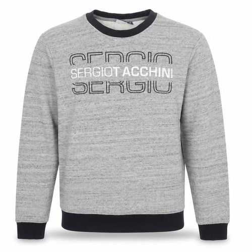 Sergio Tacchini Men's Grey M Logo Graphic Fleece Pullover Sweatshirt