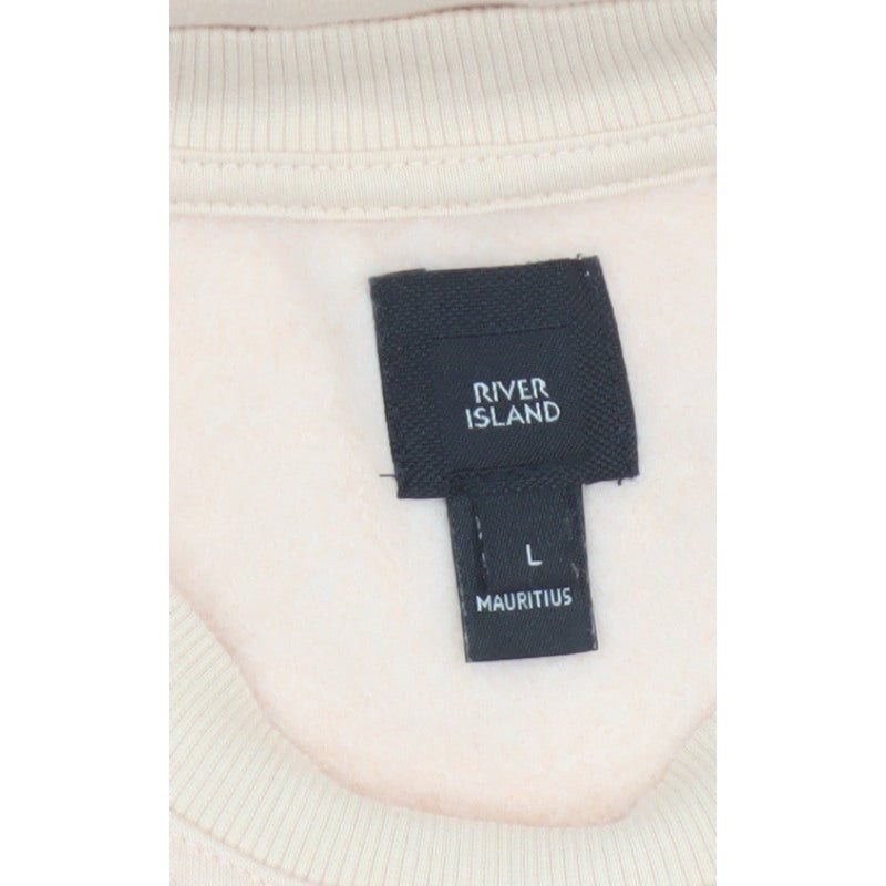 River Island Women’s Beige L Relaxed Crew Neck Pullover Sweatshirt