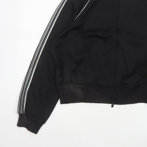 Marks and Spencer Women Black M Zip Track Jacket Striped Sleeves