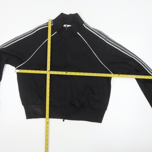 Marks and Spencer Women Black M Zip Track Jacket Striped Sleeves