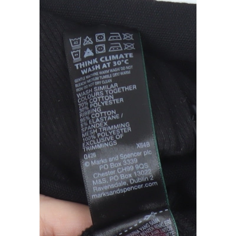 Marks and Spencer Women Black M Zip Track Jacket Striped Sleeves