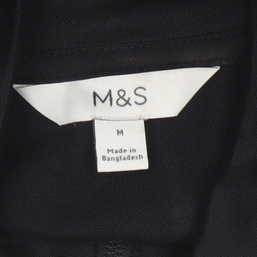 Marks and Spencer Women Black M Zip Track Jacket Striped Sleeves
