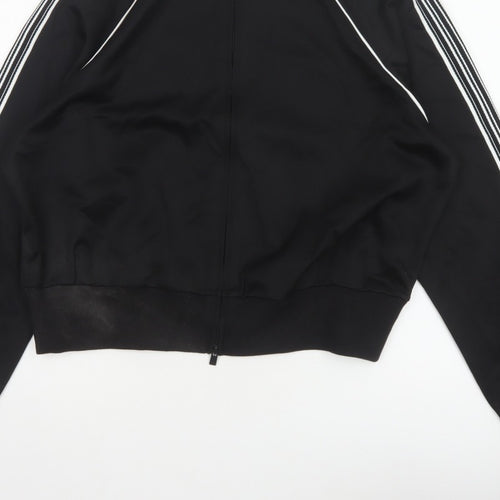 Marks and Spencer Women Black M Zip Track Jacket Striped Sleeves