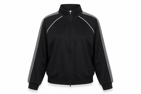 Marks and Spencer Women Black M Zip Track Jacket Striped Sleeves