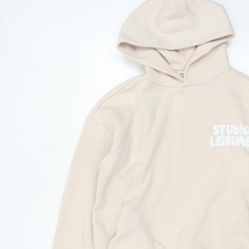 Glamify Women’s Beige UK 8 Pullover Hoodie Studio Leisure Graphic