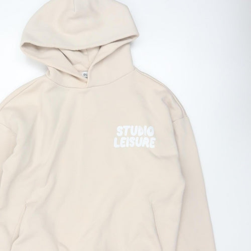 Glamify Women’s Beige UK 8 Pullover Hoodie Studio Leisure Graphic