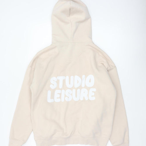 Glamify Women’s Beige UK 8 Pullover Hoodie Studio Leisure Graphic