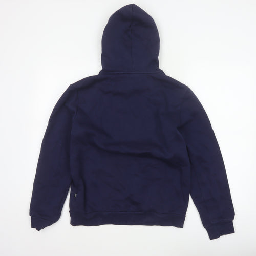 Puma Women's Navy Blue S Logo Pullover Hoodie Drawstring Pocket