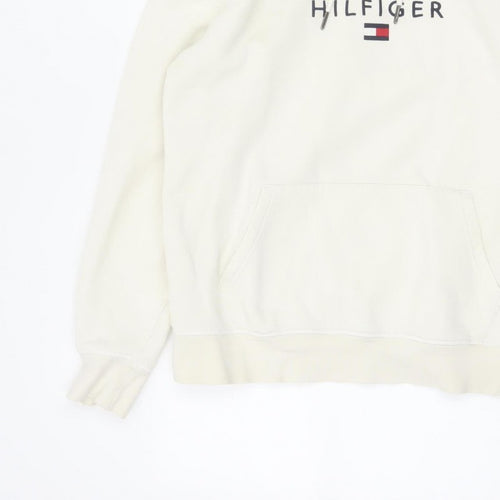 Tommy Hilfiger Men’s Ivory M Pullover Logo Hooded Sweatshirt