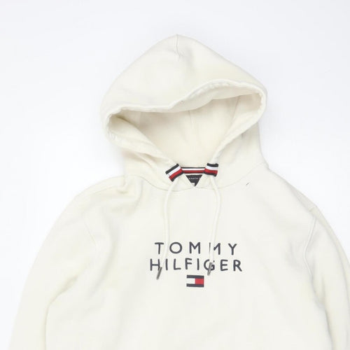 Tommy Hilfiger Men’s Ivory M Pullover Logo Hooded Sweatshirt