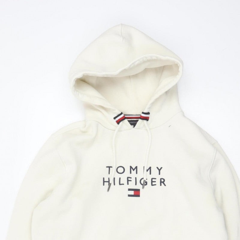 Tommy Hilfiger Men’s Ivory M Pullover Logo Hooded Sweatshirt