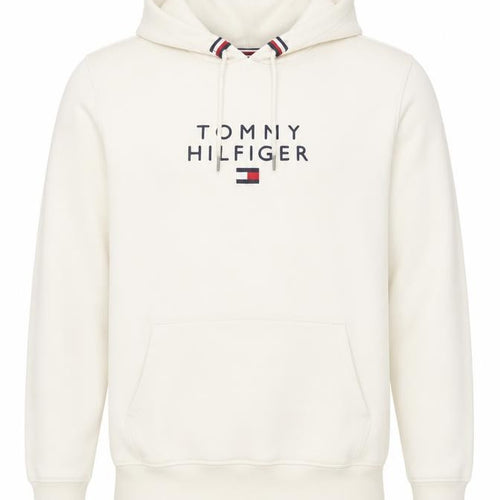 Tommy Hilfiger Men’s Ivory M Pullover Logo Hooded Sweatshirt