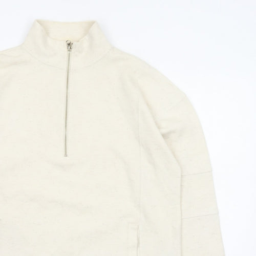 Next Women's Ivory L 1/2 Zip High Neck Cotton Blend Sweatshirt