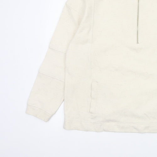 Next Women's Ivory L 1/2 Zip High Neck Cotton Blend Sweatshirt
