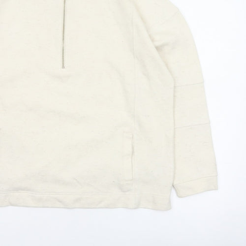 Next Women's Ivory L 1/2 Zip High Neck Cotton Blend Sweatshirt