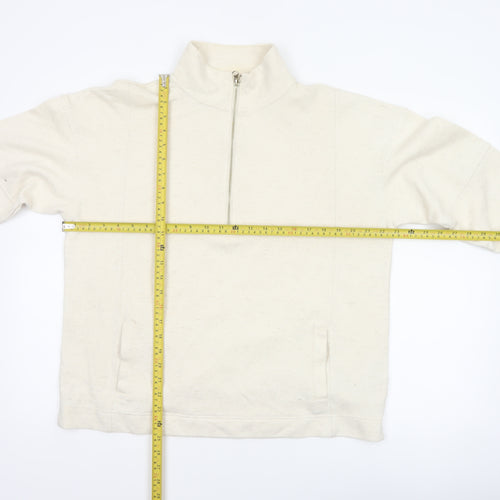 Next Women's Ivory L 1/2 Zip High Neck Cotton Blend Sweatshirt