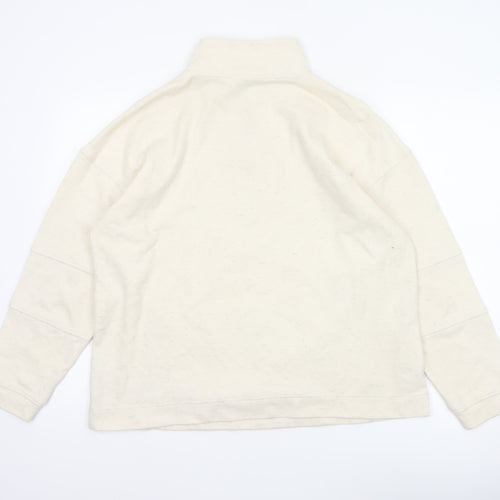 Next Women's Ivory L 1/2 Zip High Neck Cotton Blend Sweatshirt