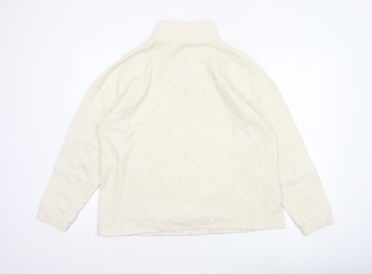 Next Women's Ivory L 1/2 Zip High Neck Cotton Blend Sweatshirt