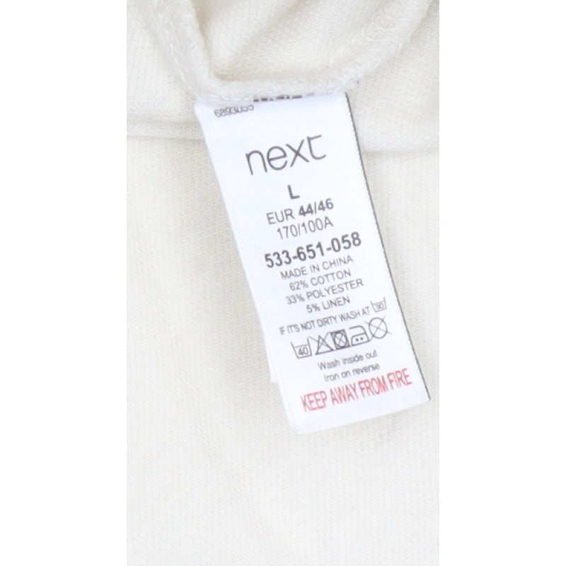 Next Women's Ivory L 1/2 Zip High Neck Cotton Blend Sweatshirt
