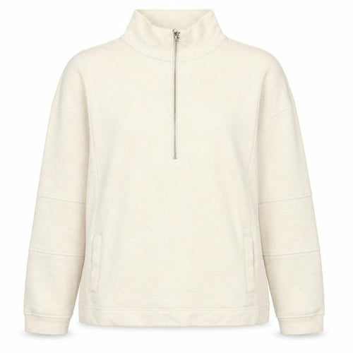 Next Women's Ivory L 1/2 Zip High Neck Cotton Blend Sweatshirt