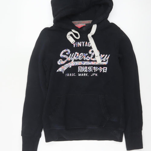 Superdry Women’s Black S Vintage Floral Logo Pullover Hoodie