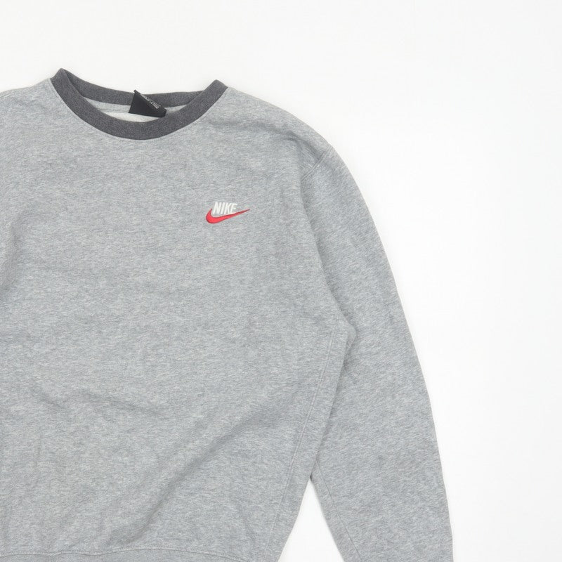 Nike Men’s Grey Small Pullover Crew Neck Logo Sweatshirt