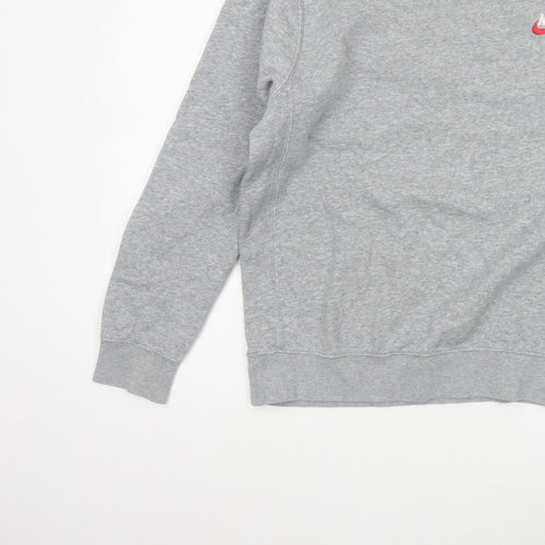 Nike Men’s Grey Small Pullover Crew Neck Logo Sweatshirt