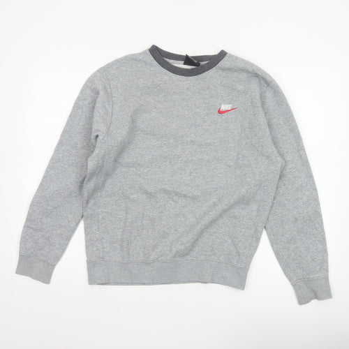 Nike Men’s Grey Small Pullover Crew Neck Logo Sweatshirt