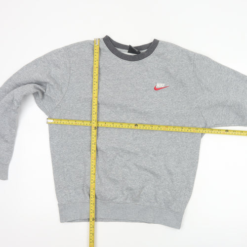 Nike Men’s Grey Small Pullover Crew Neck Logo Sweatshirt