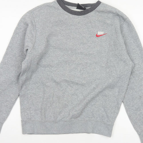 Nike Men’s Grey Small Pullover Crew Neck Logo Sweatshirt