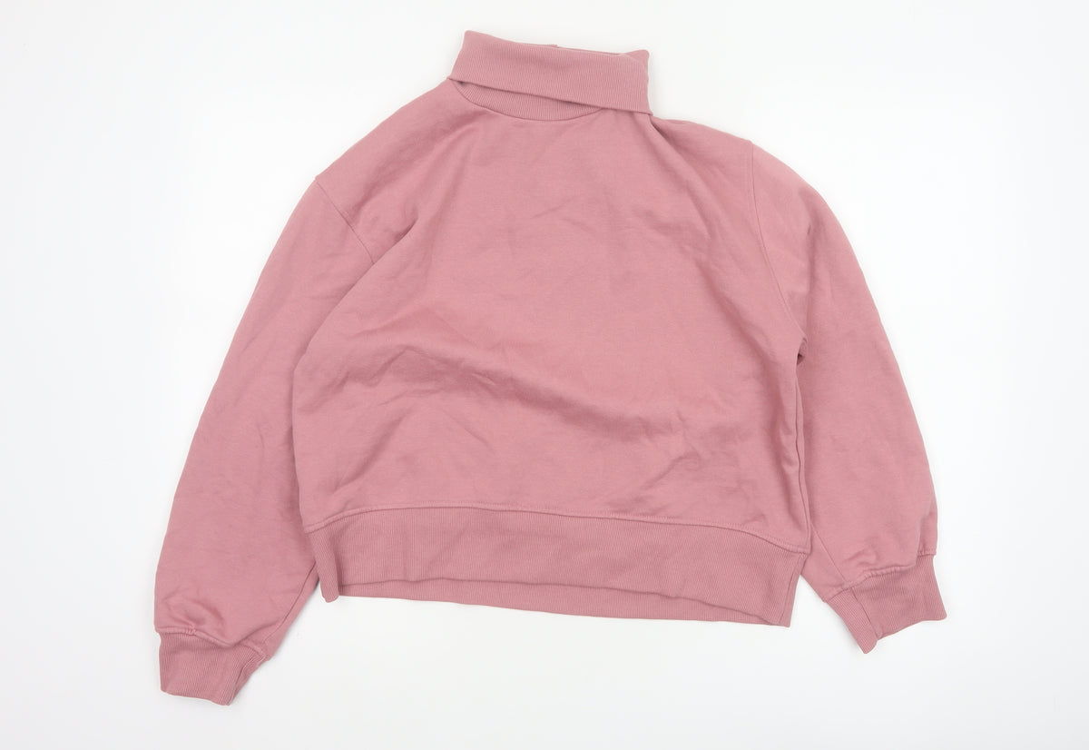 Back view of Zara Women Pink M Roll Neck Raglan Sleeve Pullover Sweatshirt