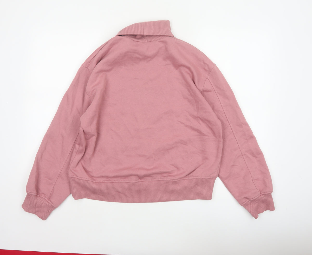 Brand and care label for Zara Women Pink M Roll Neck Raglan Sleeve Pullover Sweatshirt