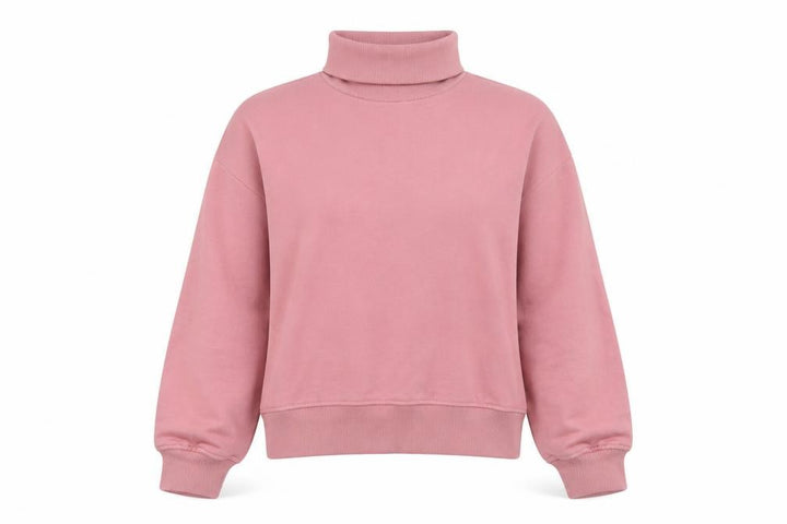 Front view of Zara Women Pink M Roll Neck Raglan Sleeve Pullover Sweatshirt
