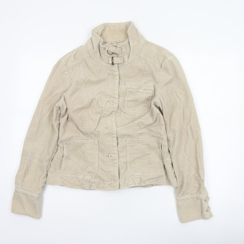 Wallis Women’s Beige UK 10 Corduroy Button Up Collared Jacket