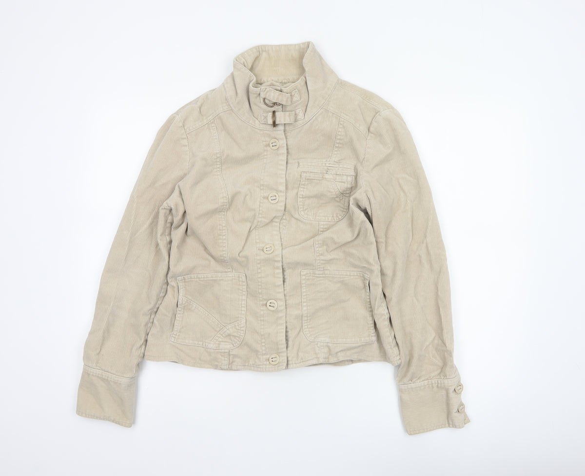 Wallis Women’s Beige UK 10 Corduroy Button Up Collared Jacket