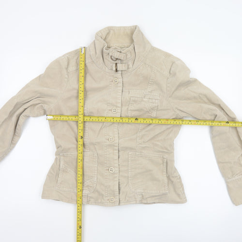 Wallis Women’s Beige UK 10 Corduroy Button Up Collared Jacket