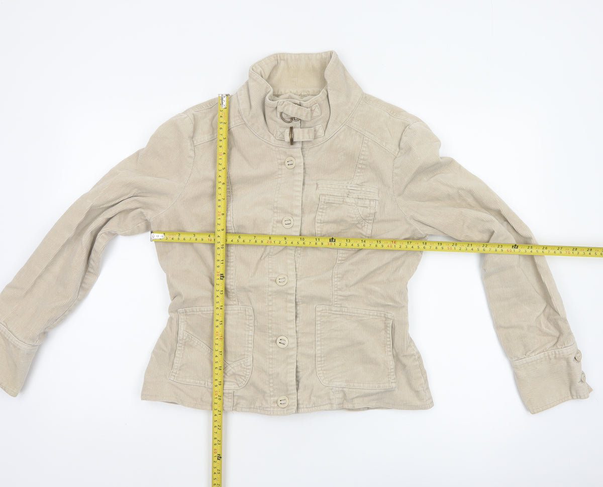 Wallis Women’s Beige UK 10 Corduroy Button Up Collared Jacket