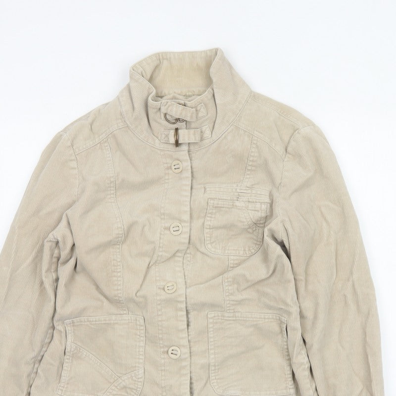 Wallis Women’s Beige UK 10 Corduroy Button Up Collared Jacket