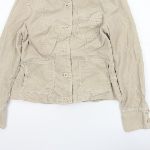 Wallis Women’s Beige UK 10 Corduroy Button Up Collared Jacket