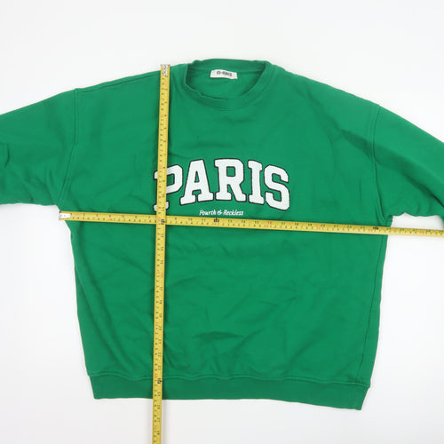 4th Reckless Men's Green M Paris Crew Neck Pullover Sweatshirt Logo