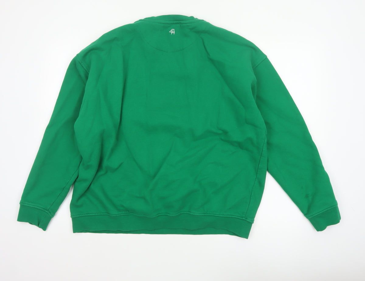 4th Reckless Men's Green M Paris Crew Neck Pullover Sweatshirt Logo