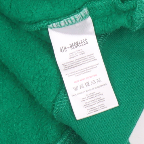 4th Reckless Men's Green M Paris Crew Neck Pullover Sweatshirt Logo