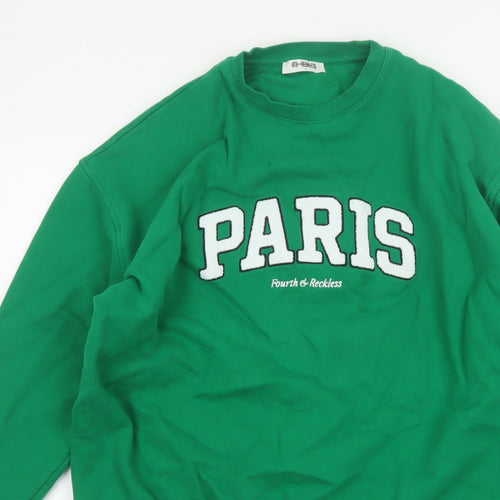 4th Reckless Men's Green M Paris Crew Neck Pullover Sweatshirt Logo