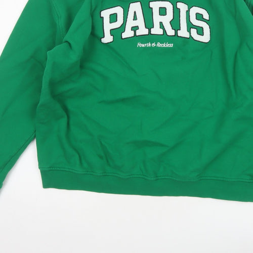 4th Reckless Men's Green M Paris Crew Neck Pullover Sweatshirt Logo