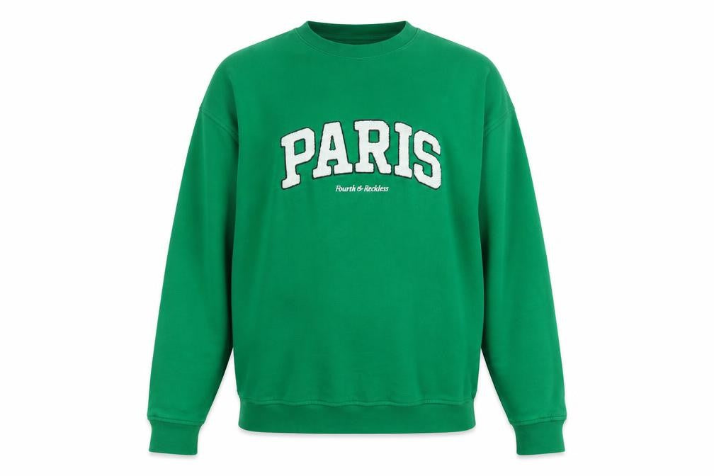 4th Reckless Men's Green M Paris Crew Neck Pullover Sweatshirt Logo
