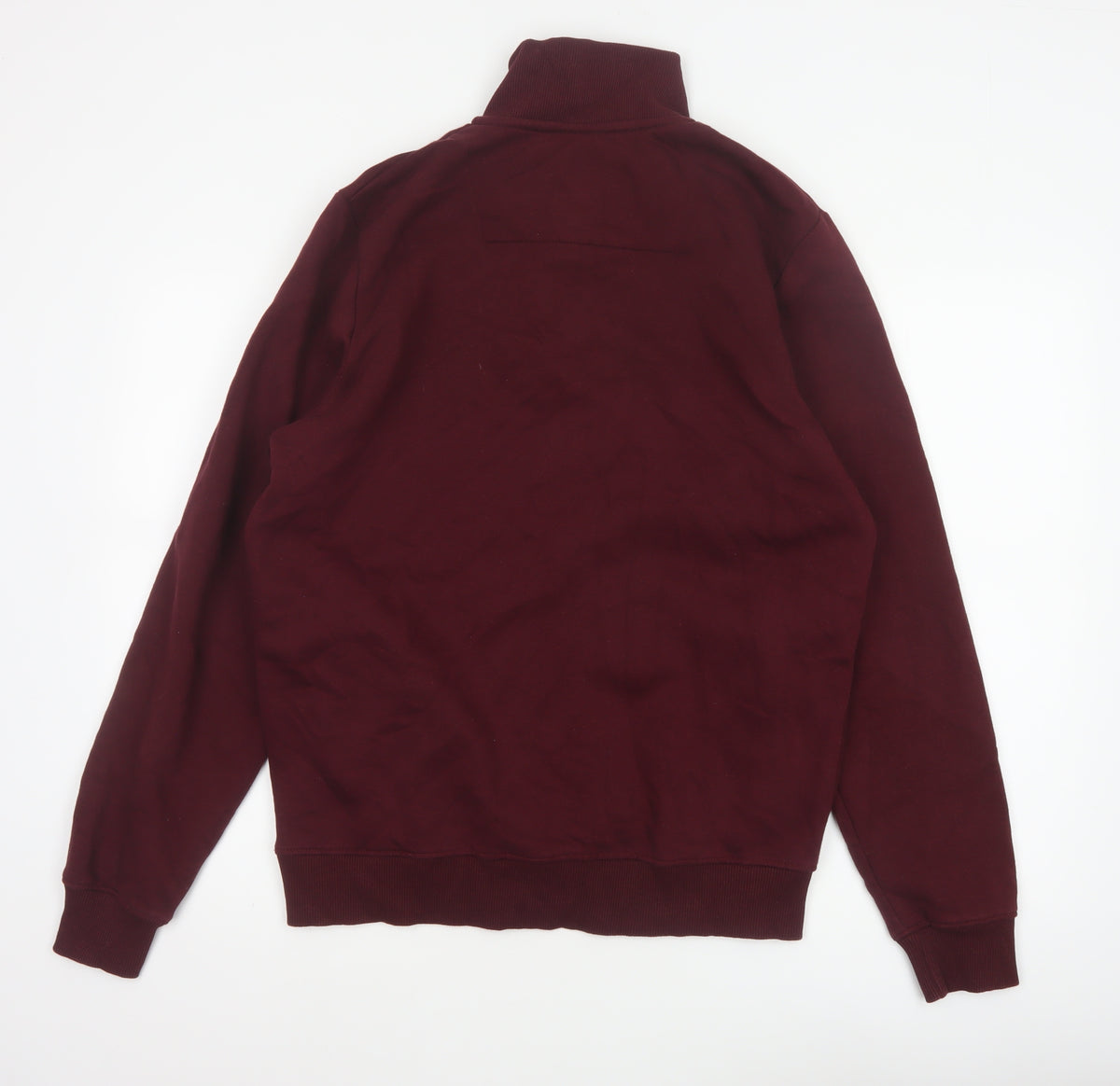 Threadbare Men’s Burgundy M Half Zip Fleece Sweatshirt Pockets