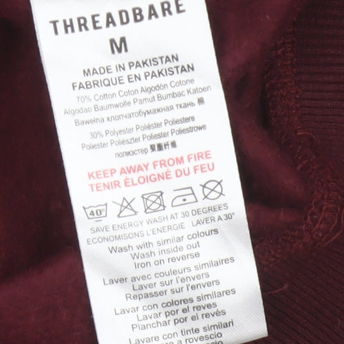 Threadbare Men’s Burgundy M Half Zip Fleece Sweatshirt Pockets