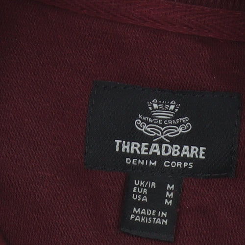 Threadbare Men’s Burgundy M Half Zip Fleece Sweatshirt Pockets